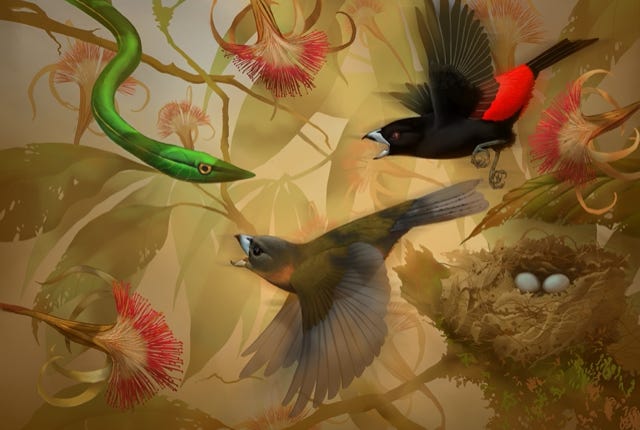 defending the nest painting