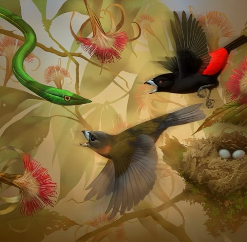 Defending the nest painting